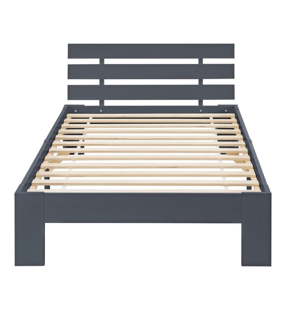 Letto in legno Nivala 90x200 c con materasso a molle fredde Grigio