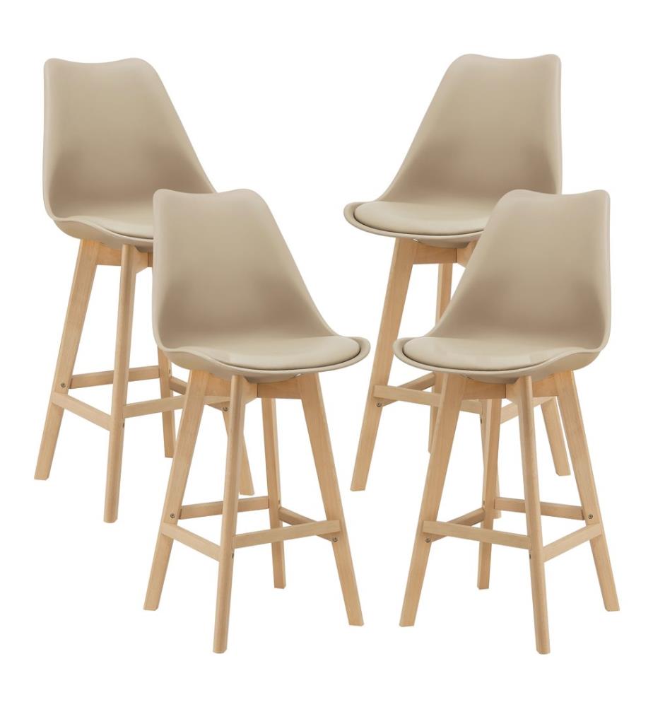 Set di 4 sgabelli da bar Sgabello da bar con schienale Lublin Beige