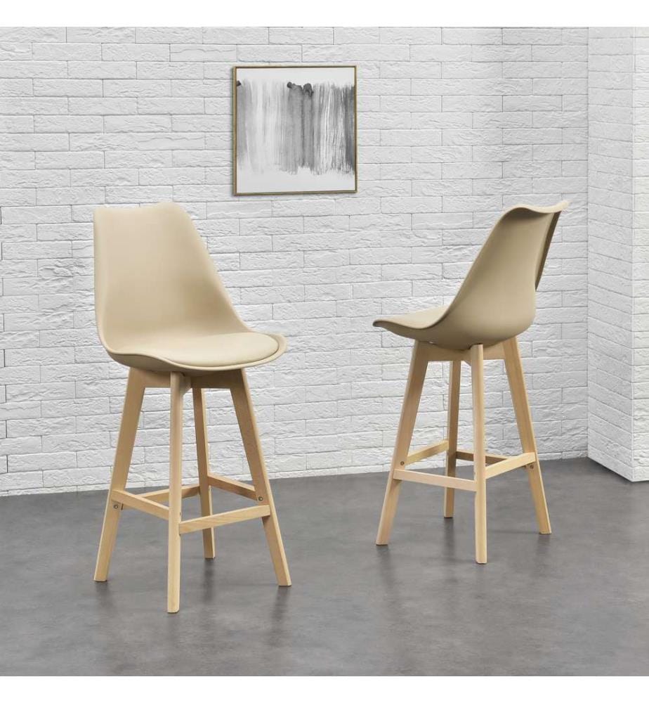 Set di 4 sgabelli da bar Sgabello da bar con schienale Lublin Beige