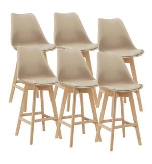 Set di 6 sgabelli da bar Sgabello da bar Lublin con schienale Beige