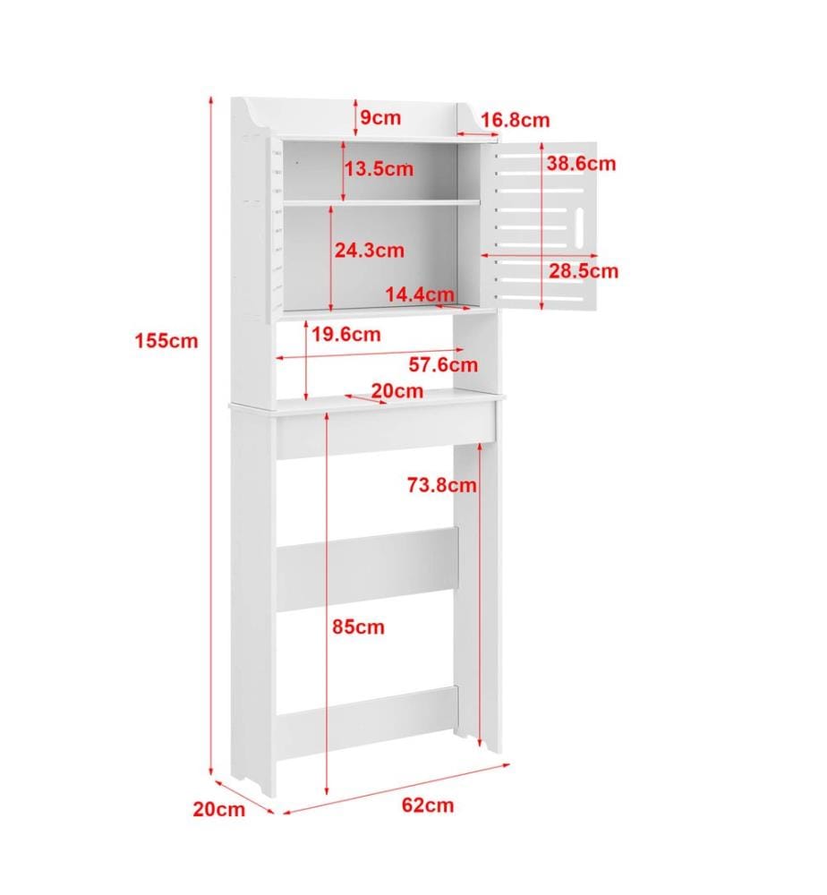 Badezi mmerschrank Storfors 155x62x20 cm WPC Weiss