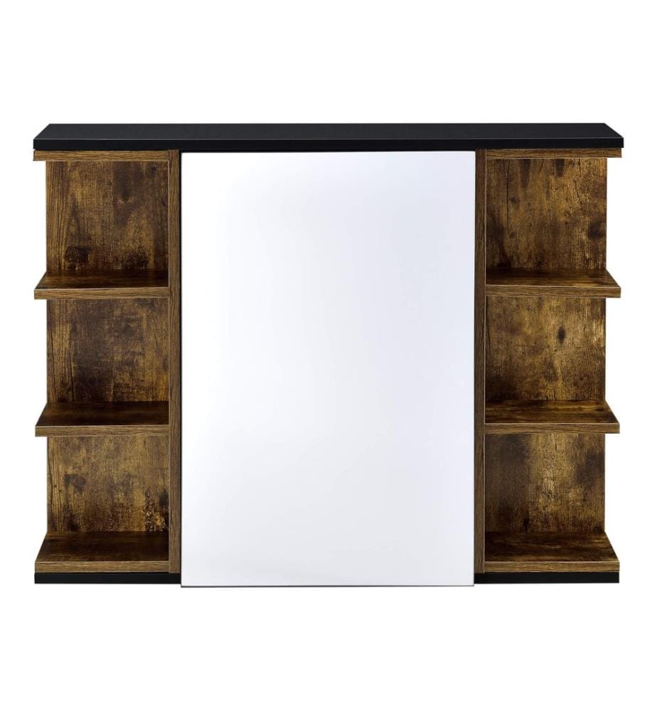 Badezi mmerschrank Harstad 64x80x20 cm Dunkler Holzton Schwarz