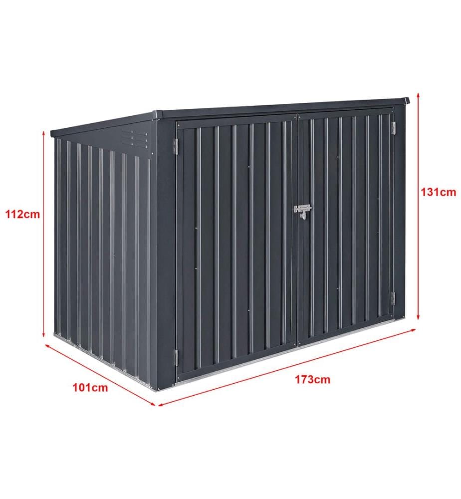 Mülltonnenbox Grebin für 2 Tonnen 173 x 101 cm Dunkelgrau