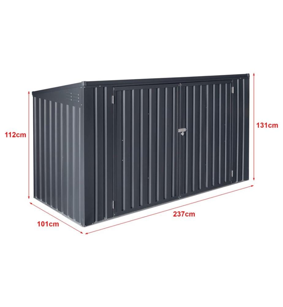 Mülltonnenbox Grebin für 3 Tonnen 237 x 101 cm Dunkelgrau
