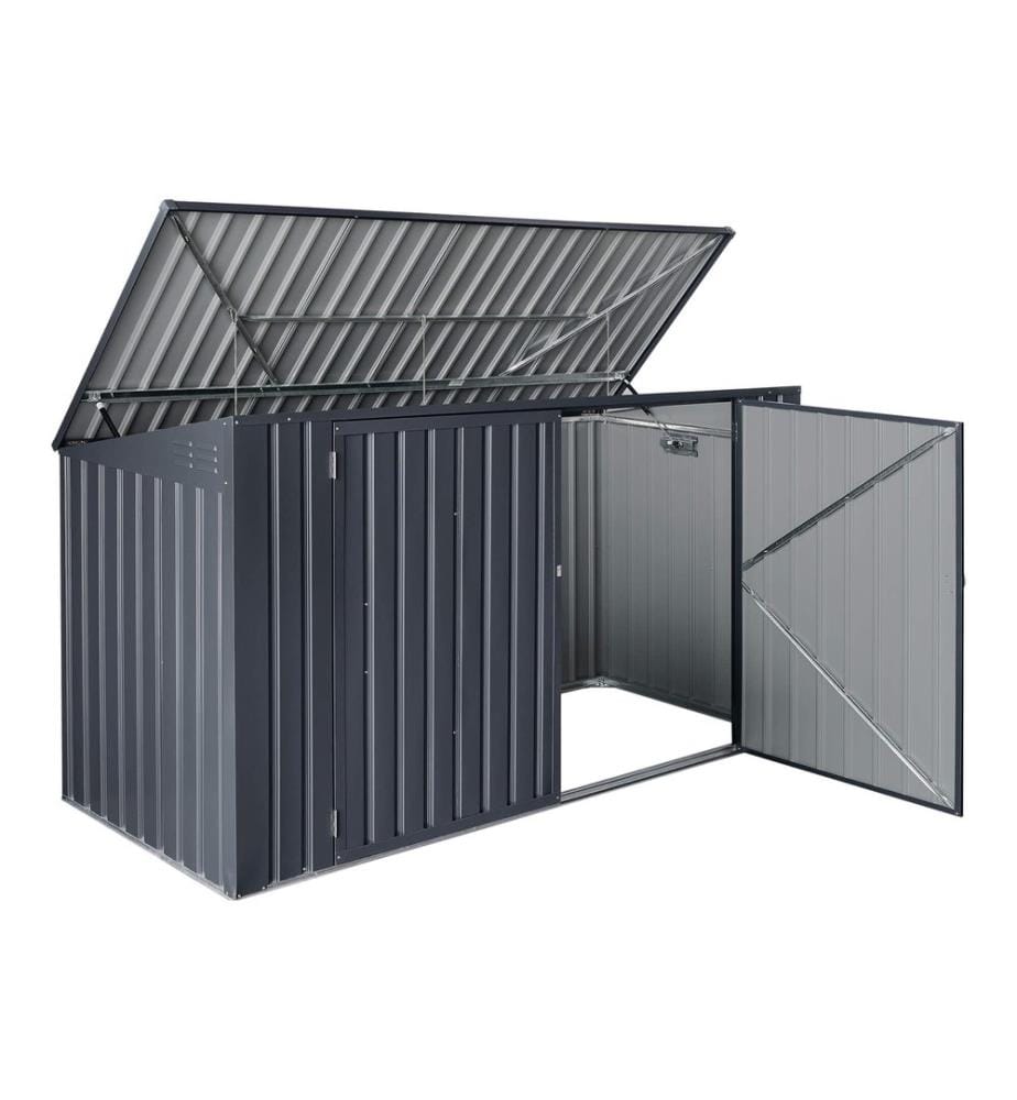 Mülltonnenbox Grebin für 3 Tonnen 237 x 101 cm Dunkelgrau