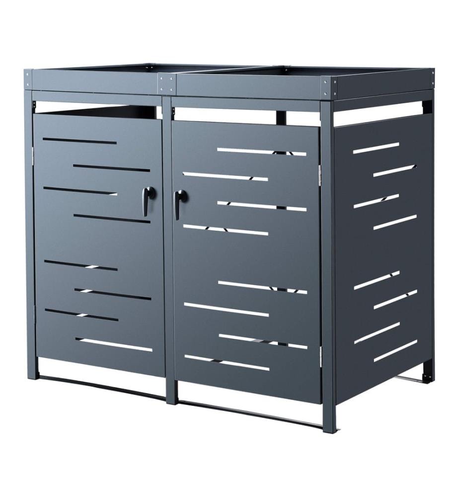 Abri pour poubelles Salching pour poubelles de 2 tonnes, anthracite, 122 x 132 x 80 cm