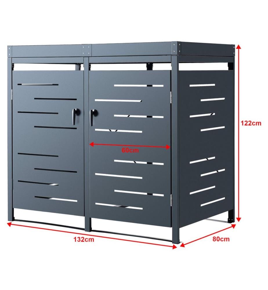 Abri pour poubelles Salching pour poubelles de 2 tonnes, anthracite, 122 x 132 x 80 cm