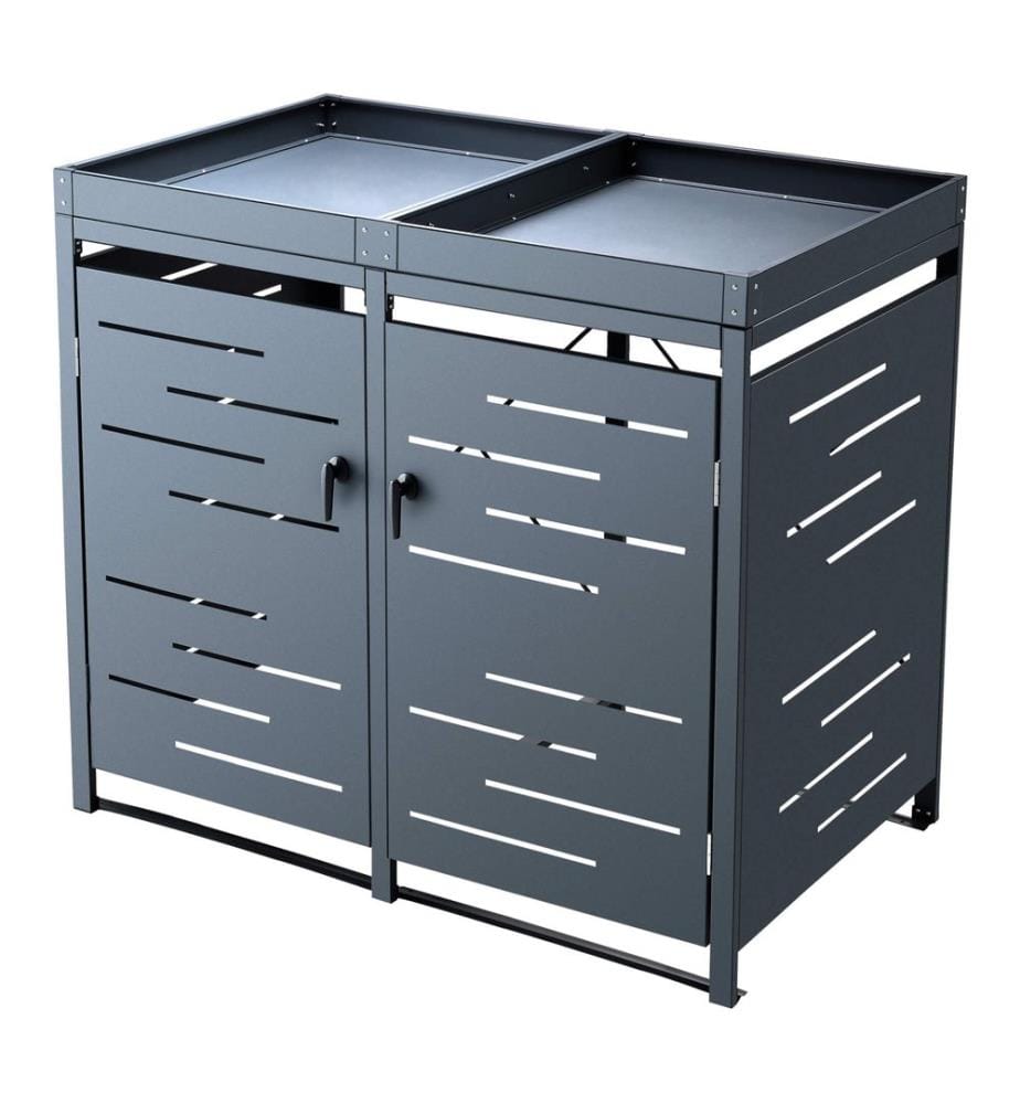 Abri pour poubelles Salching pour poubelles de 2 tonnes, anthracite, 122 x 132 x 80 cm