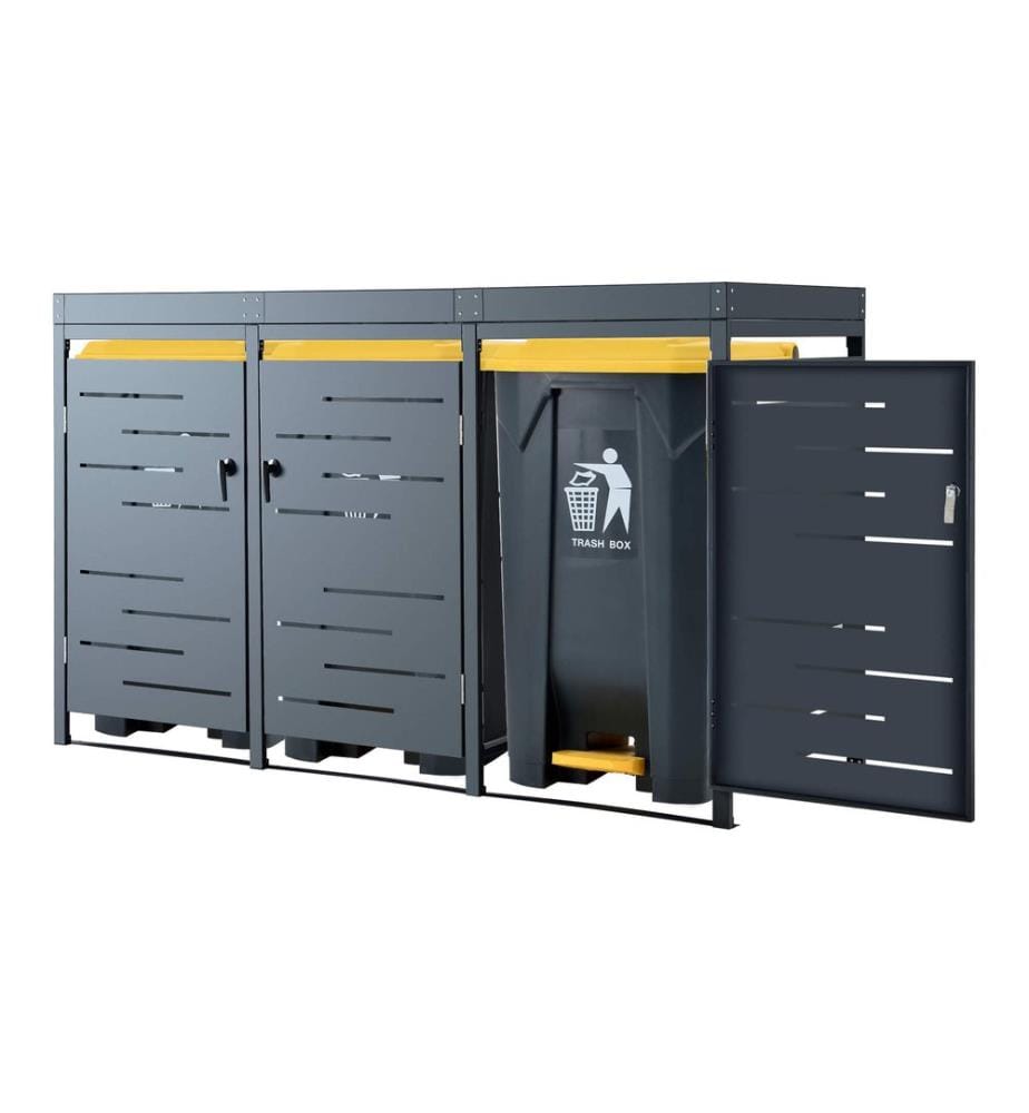 Salching Garbage Can Enclosure for 3-Cubic-Meter Cans, Anthracite, 122x196x80 cm