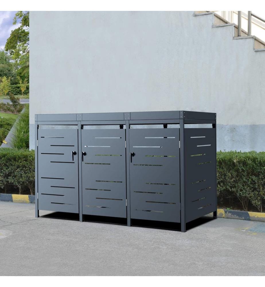 Salching Garbage Can Enclosure for 3-Cubic-Meter Cans, Anthracite, 122x196x80 cm