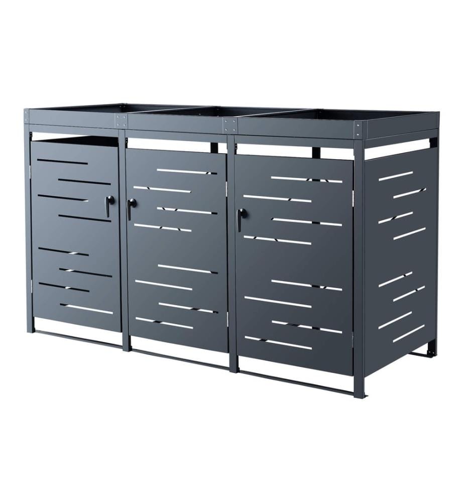 Salching Garbage Can Enclosure for 3-Cubic-Meter Cans, Anthracite, 122x196x80 cm