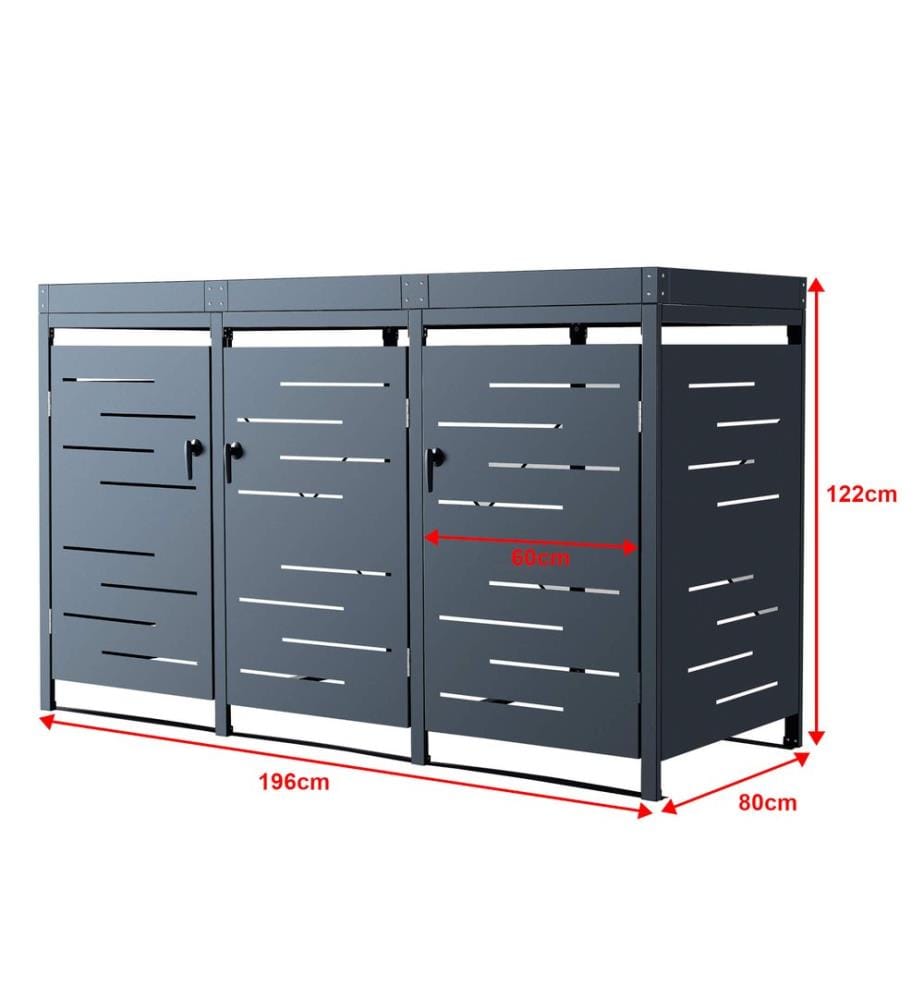 Salching Garbage Can Enclosure for 3-Cubic-Meter Cans, Anthracite, 122x196x80 cm