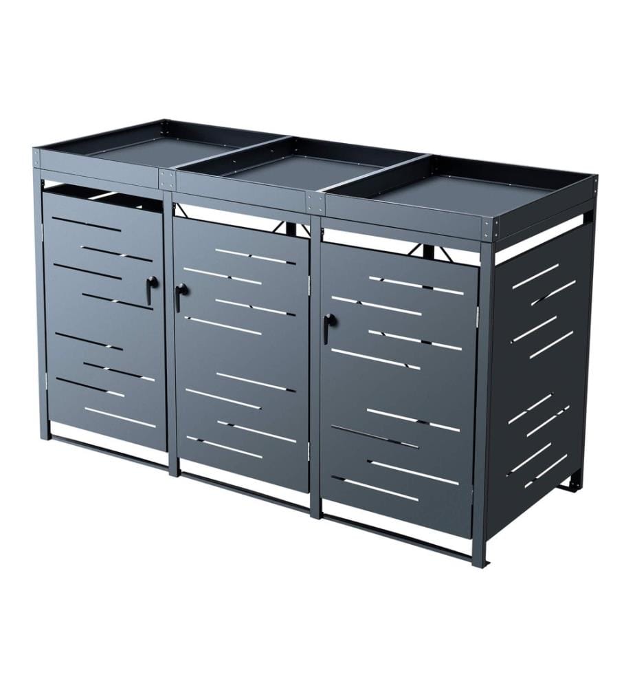 Salching Garbage Can Enclosure for 3-Cubic-Meter Cans, Anthracite, 122x196x80 cm