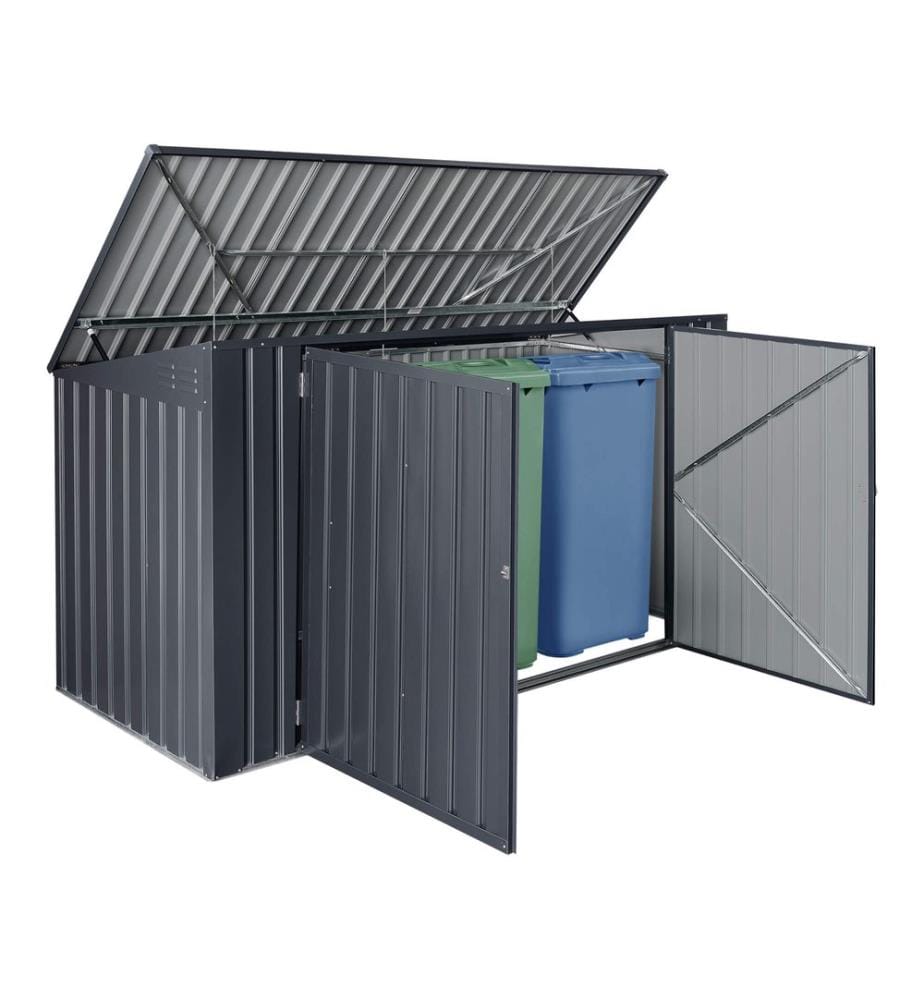 Mülltonnenbox Grebin für 3 Tonnen 237 x 101 cm Dunkelgrau