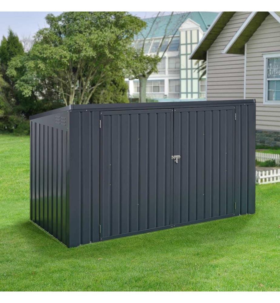 Mülltonnenbox Grebin für 3 Tonnen 237 x 101 cm Dunkelgrau