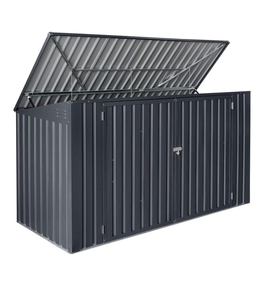 Mülltonnenbox Grebin für 3 Tonnen 237 x 101 cm Dunkelgrau