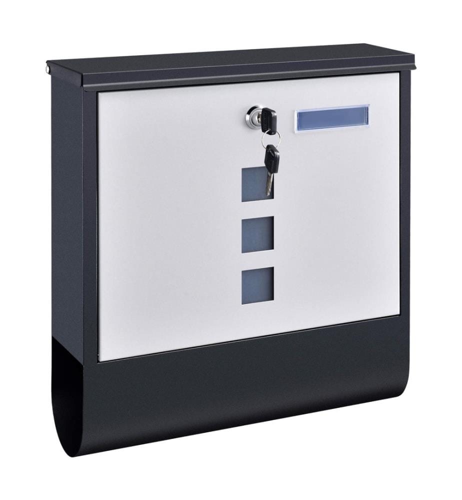Briefkasten Sanitz 34x31x10 cm Stahl Anthrazit Silber