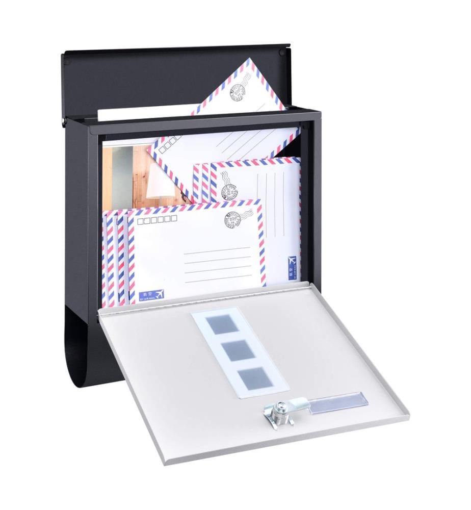 Briefkasten Sanitz 34x31x10 cm Stahl Anthrazit Silber