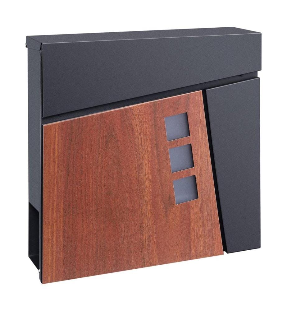 Cassetta postale Alfstedt 37x37x10,5 cm in acciaio antracite effetto legno
