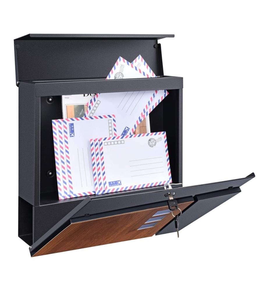 Cassetta postale Alfstedt 37x37x10,5 cm in acciaio antracite effetto legno