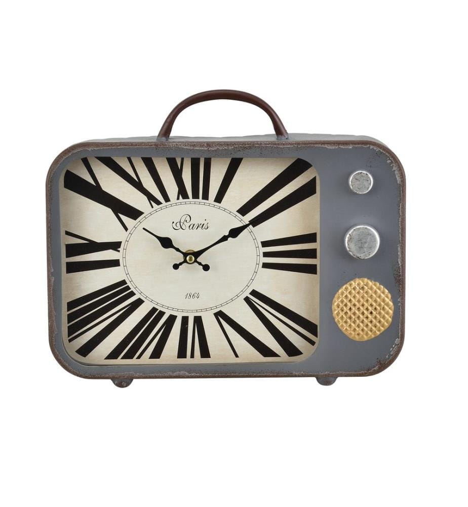 Wanduhr Fernseher Metall Dekouhr Retro Shabby Look
