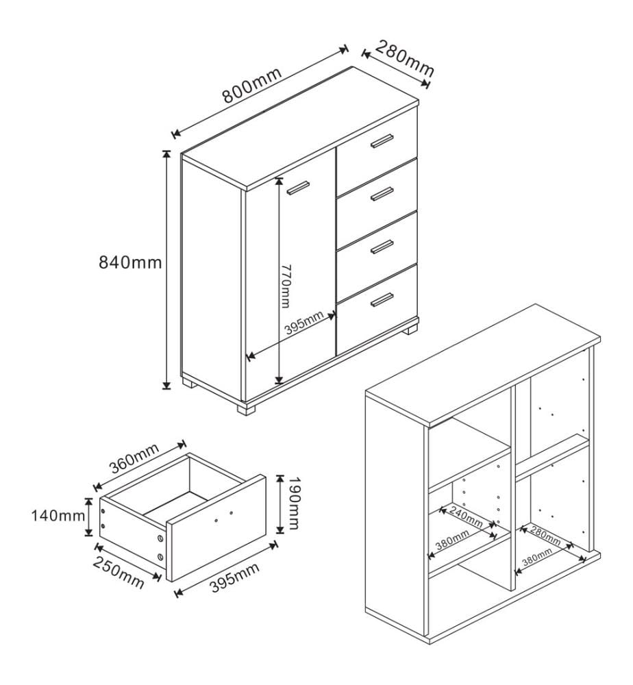 Schuhschrank Döbritz 84x80x28 cm Dunkelgrau