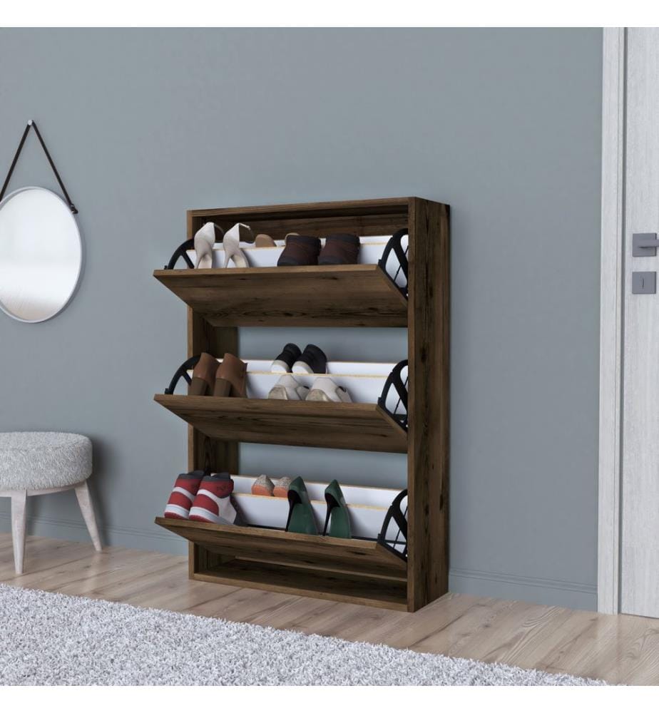 Schuhschrank Aurskog 110x73.5x24 cm Walnuss