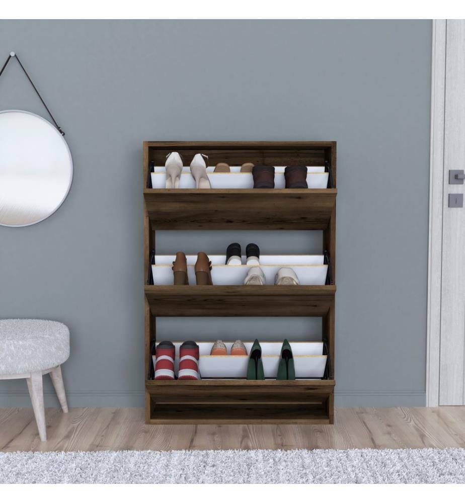 Schuhschrank Aurskog 110x73.5x24 cm Walnuss