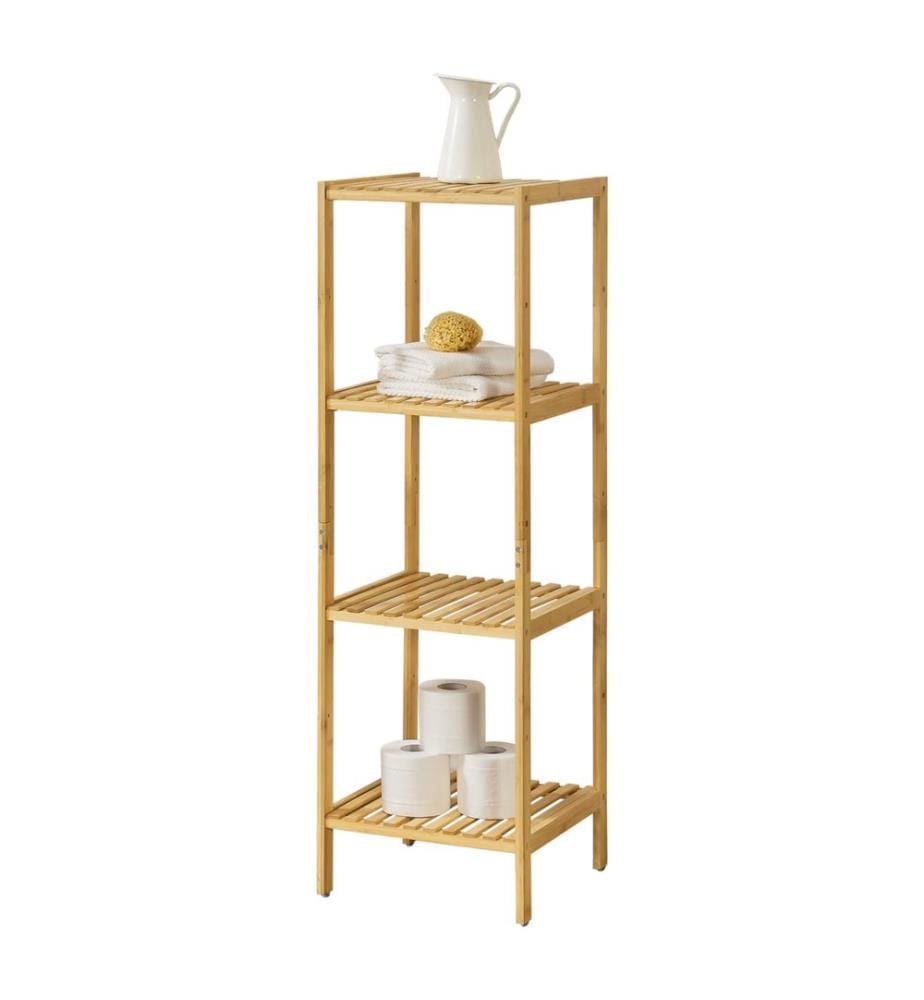 Étagère de salle de bain Lierne avec 4 tablettes, 33 x 33 x 110 cm, en bambou