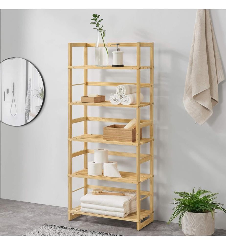 Standregal Luster mit 5 Ablagen 58x27x136 cm Bambus