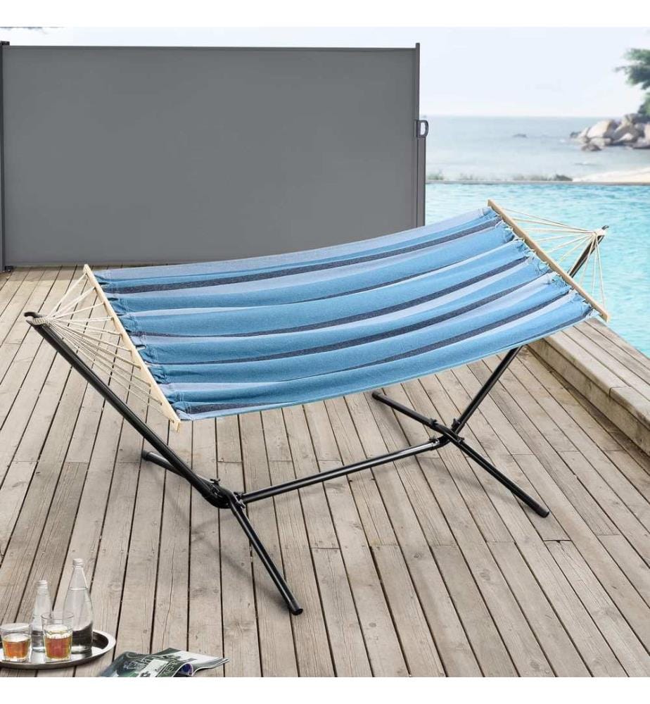 Hängematte 'Surte' mit Gestell 200x100 cm Blau gestreift