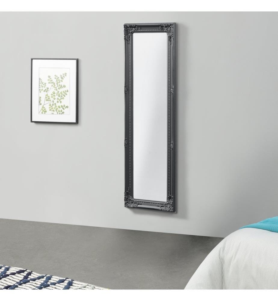 Miroir mural Livorno 132 x 42 cm, miroir en pied, style antique, gris foncé