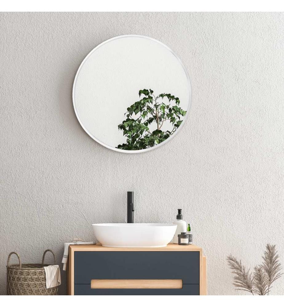 Miroir mural Ordona, Ø 60 cm, blanc mat