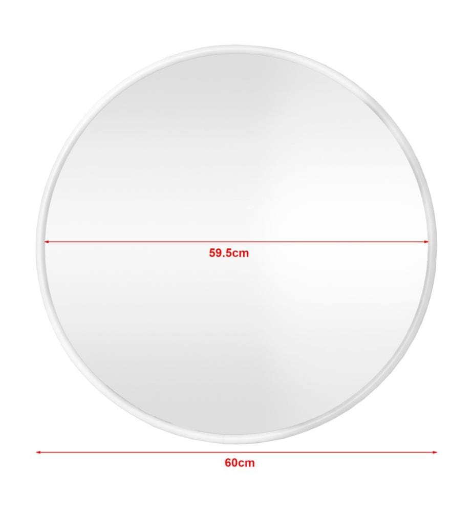 Miroir mural Ordona, Ø 60 cm, blanc mat