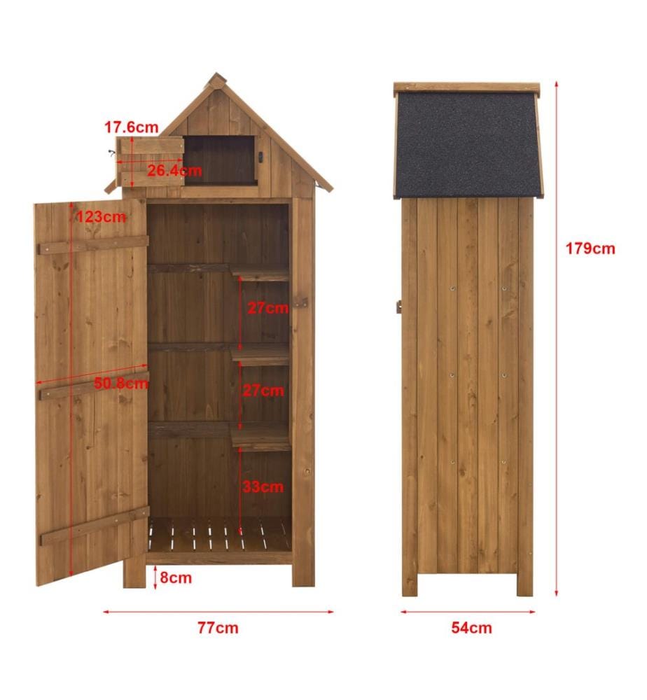 Abri de jardin Ottrott pour outils, 179 x 77 x 54 cm, en bois de sapin