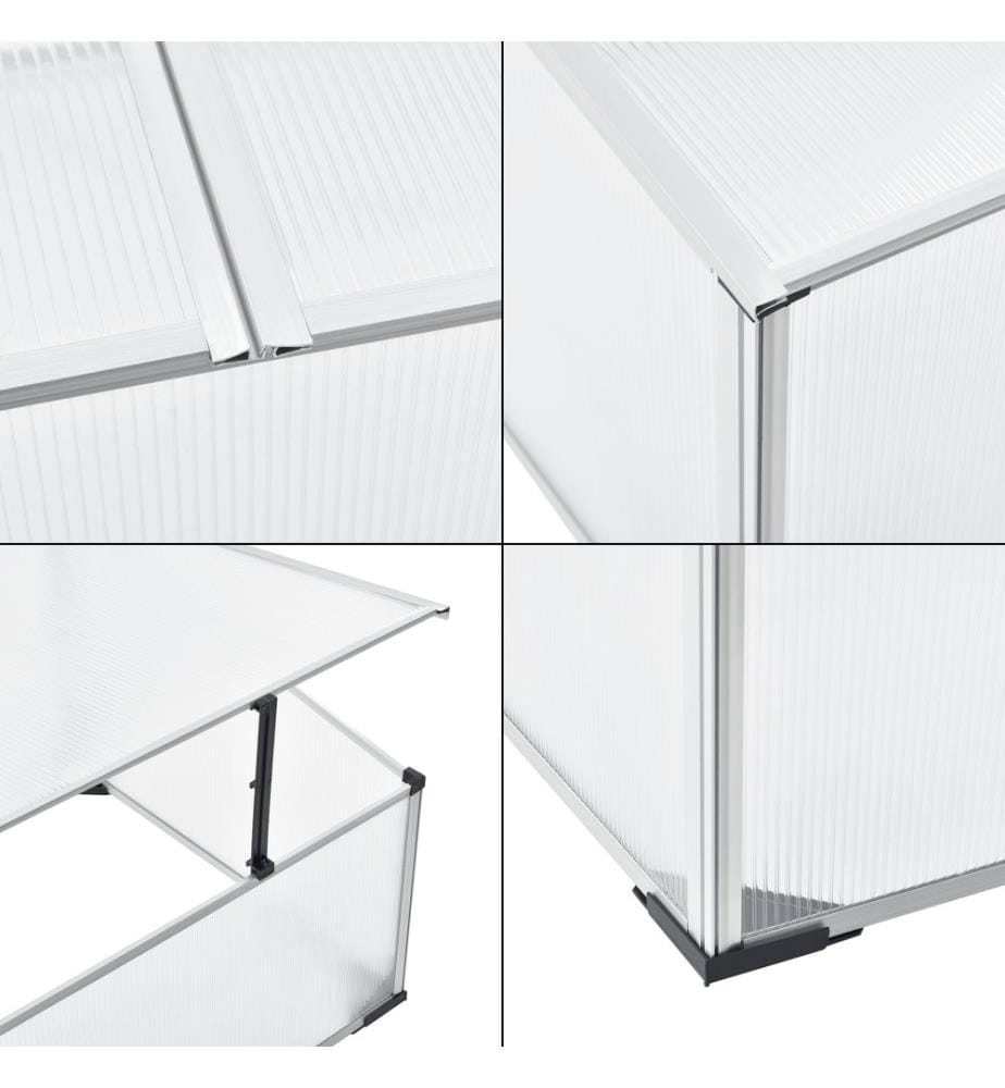Frühbeet Hoorn mit Zweigeteiltem Dach 100x60x40 cm Aluminium Polycarbonat