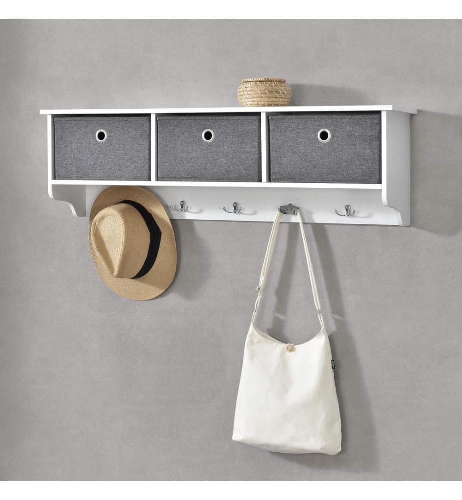 Porte-manteau mural Horsens avec bacs de rangement 100 x 20 x 30 cm