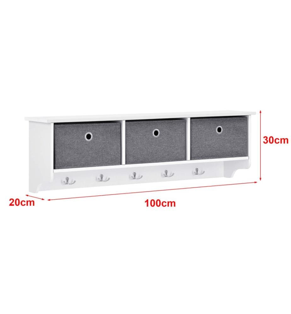 Porte-manteau mural Horsens avec bacs de rangement 100 x 20 x 30 cm