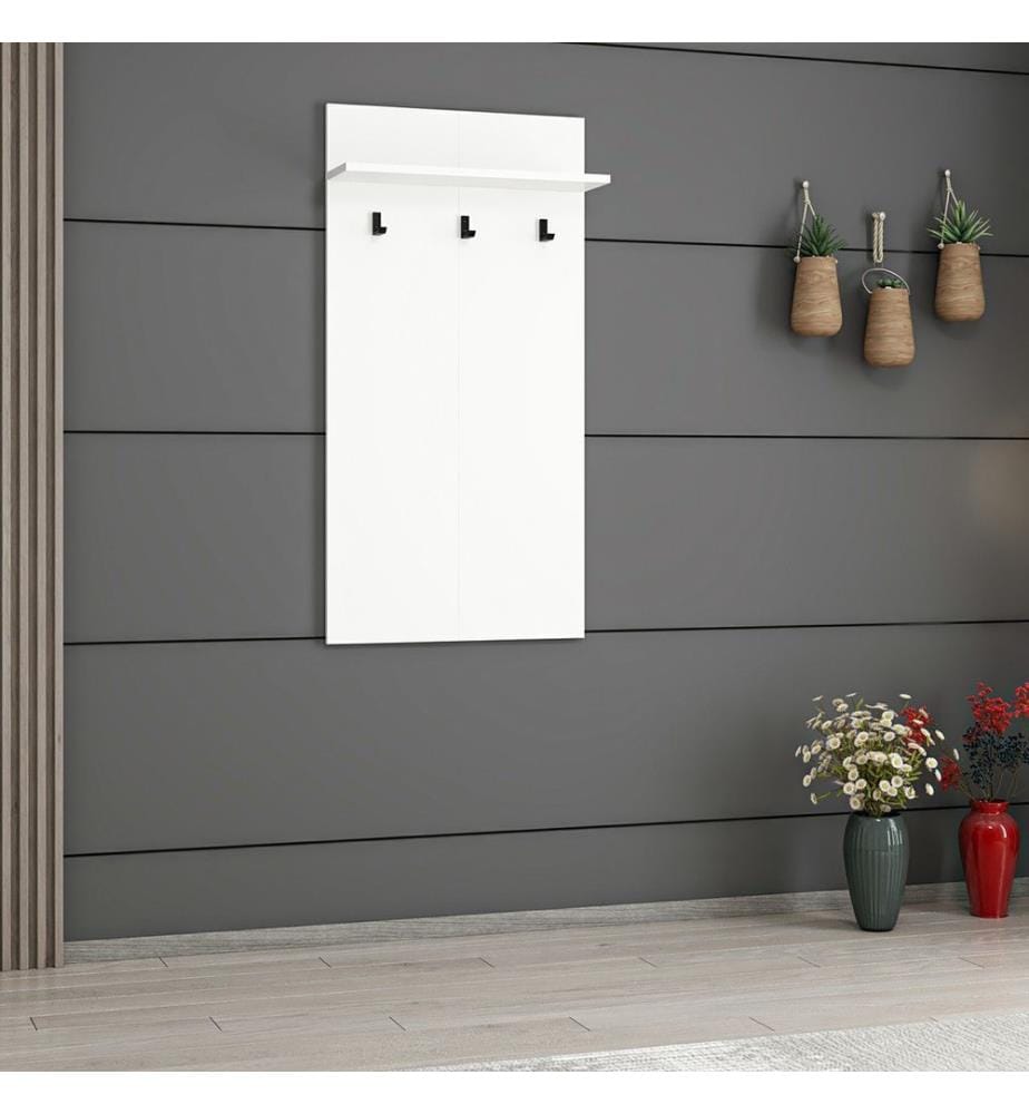 Garderobenpaneel Farsø mit Ablage und 3 Haken Weiss