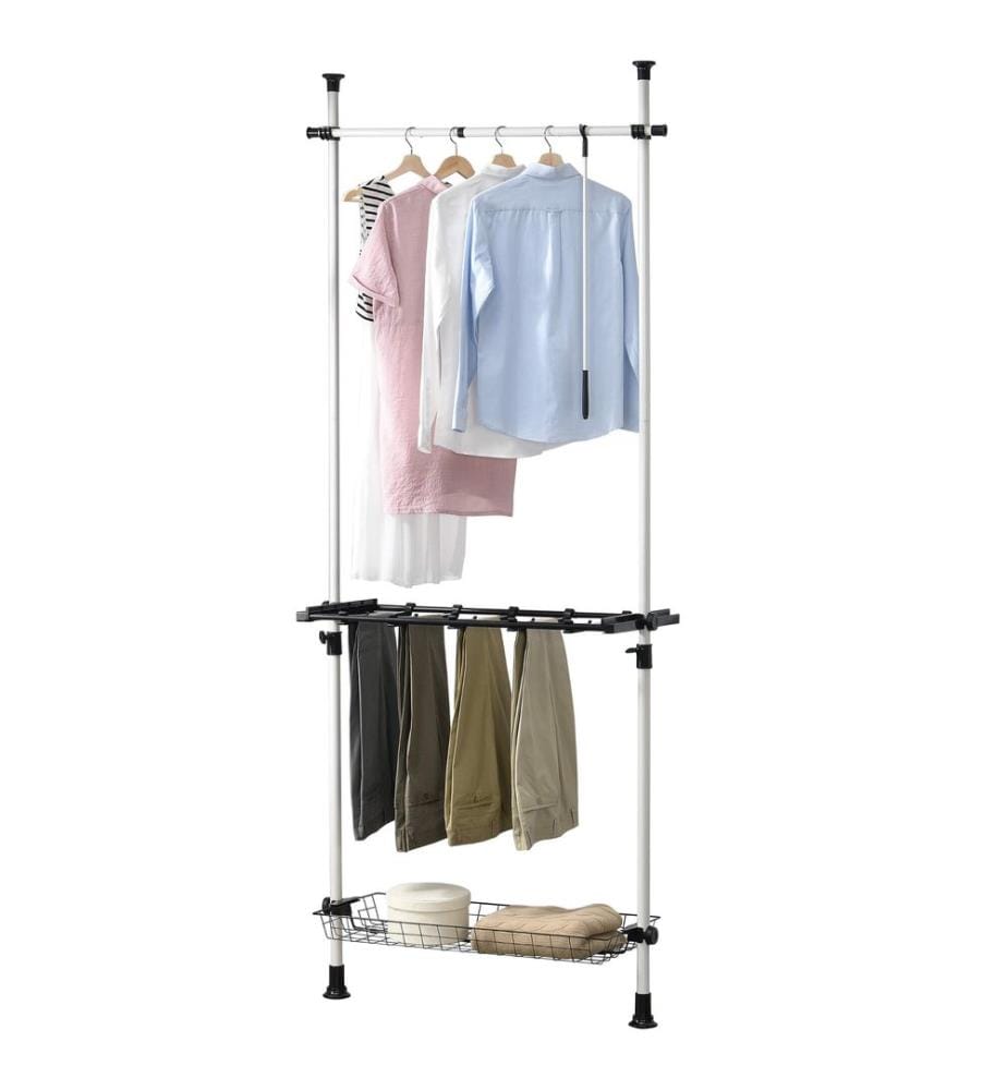 Kleiderständer Teleskop Garderobe mit Korb