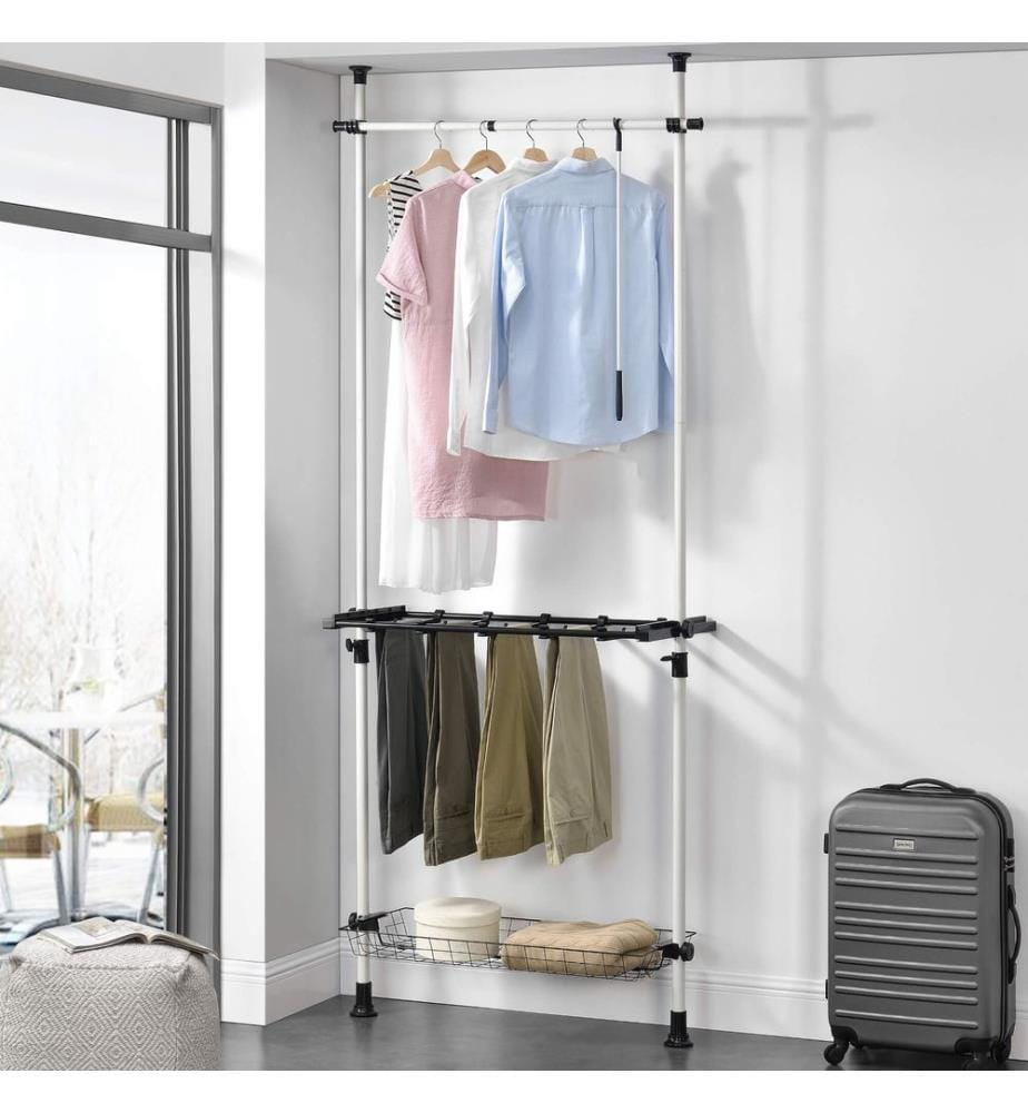 Kleiderständer Teleskop Garderobe mit Korb