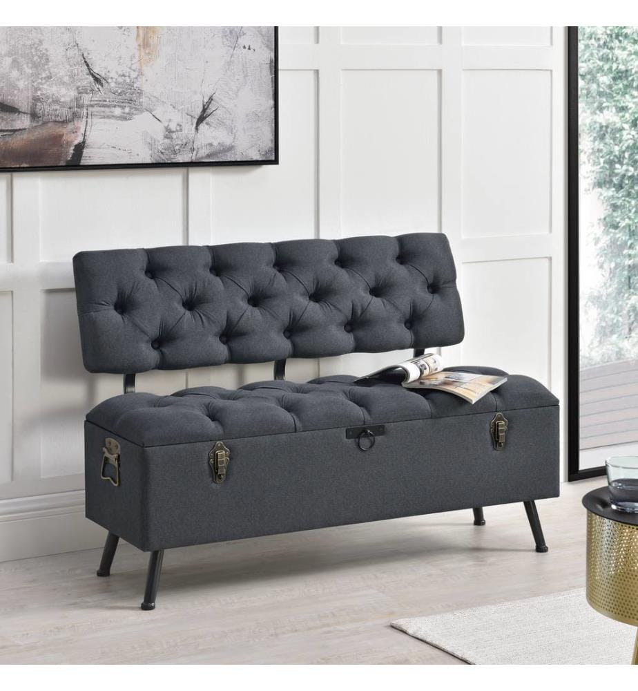 Sitztruhe Sitzbank Malmöhus 110x48x75 cm Dunkelgrau