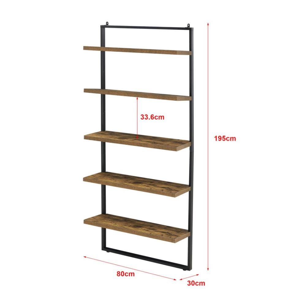 Bücherregal E mmaboda 195x80x30 cm mit 5 Ablageflächen Holz
