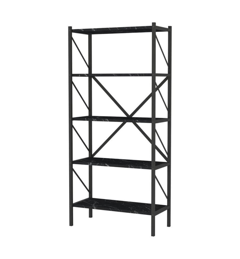 Bücherregal Vanylven 160x66x34 cm Marmor schwarz