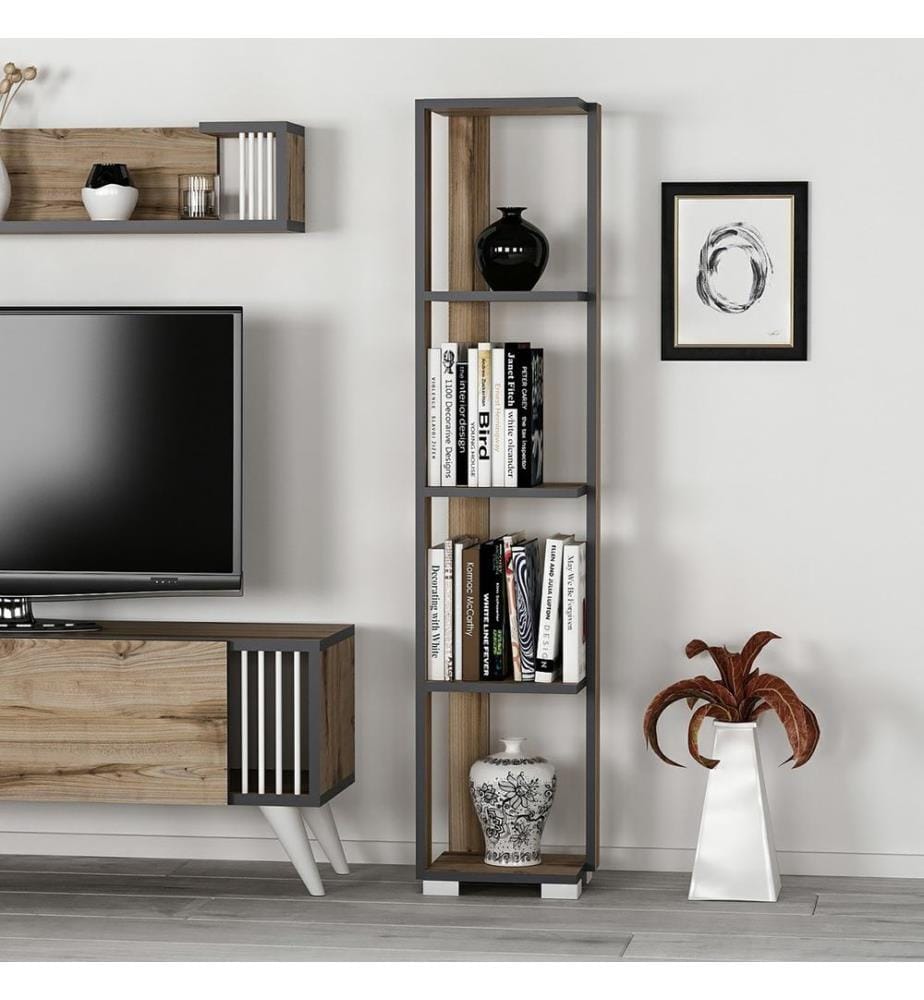 Bücherregal Aalestrup mit 4 Ebenen 153x34x26 cm Eiche Anthrazit