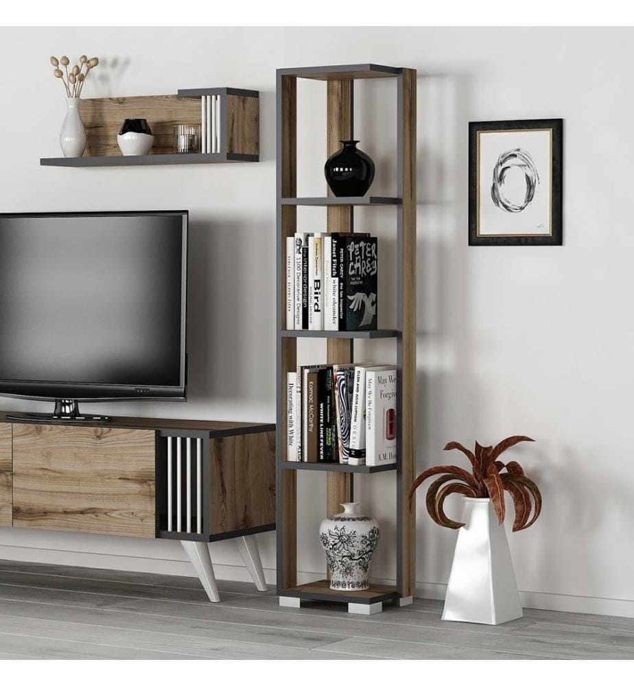 Bücherregal Aalestrup mit 4 Ebenen 153x34x26 cm Eiche Anthrazit