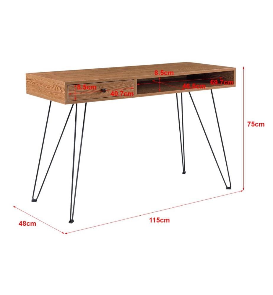Schreibtisch Munkfors 75x115x48 cm Dunkler Holzton Schwarz
