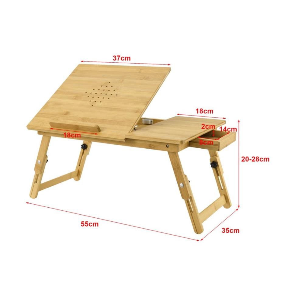 Bambus Laptoptisch Trysil 55x35x28 cm