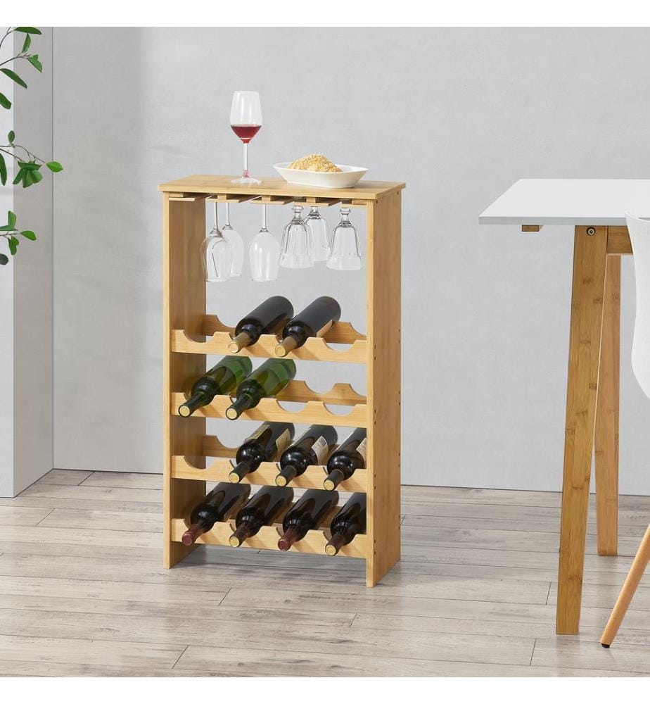 Weinregal Fetlar 16 Flaschen Bambus 84.8x50x24 cm