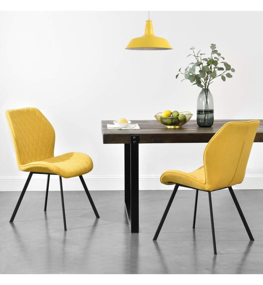 Lot de 2 chaises de salle à manger Sarpsborg, couleur moutarde
